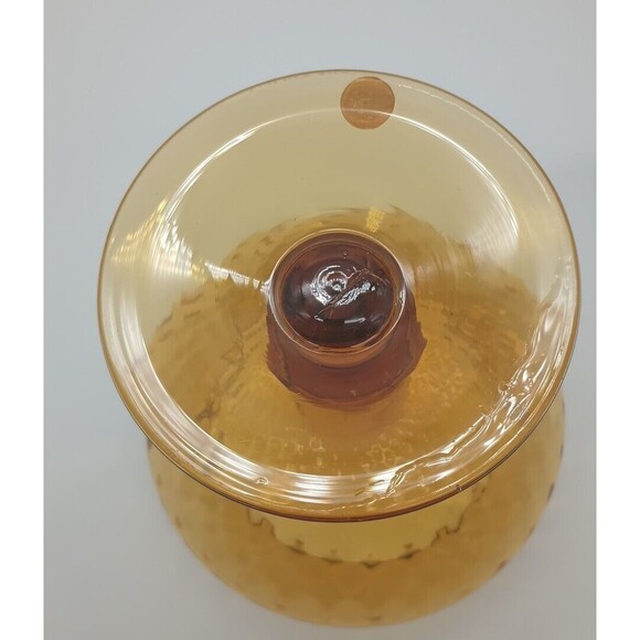 Empoli Amber Optic Compote Dish MCM Autumn Harvest Gold Italy Hand Blown - Picture 7 of 8